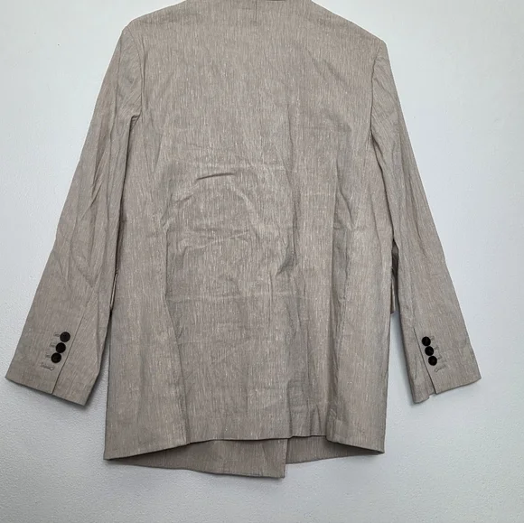 THEORY Piazza Tan Linen Blend Double Breasted Blazer Size 8 Summer Blazer - Picture 9 of 16
